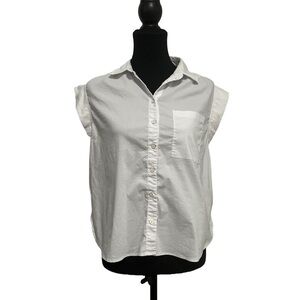 Maeve by Anthropologie White Cap Sleeve Button Down Blouse. Small